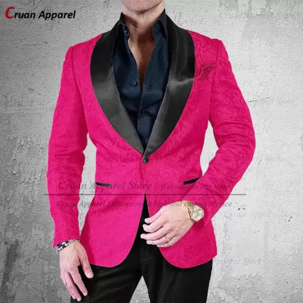 men's suits & blazers jacquard wedding men suit set custom slim fit fashion man groom tuxedo formal fuchsia blazer black pants, White;black
men's suits & blazers jacquard wedding men suit set custom slim fit fashion man groom tuxedo formal fuchsia blazer black pants, White;black