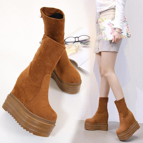 14cm boots women's slope heel plus velvet autumn and winter thick bottom wild inner heightening frosted short, Black
14cm boots women's slope heel plus velvet autumn and winter thick bottom wild inner heightening frosted short, Black