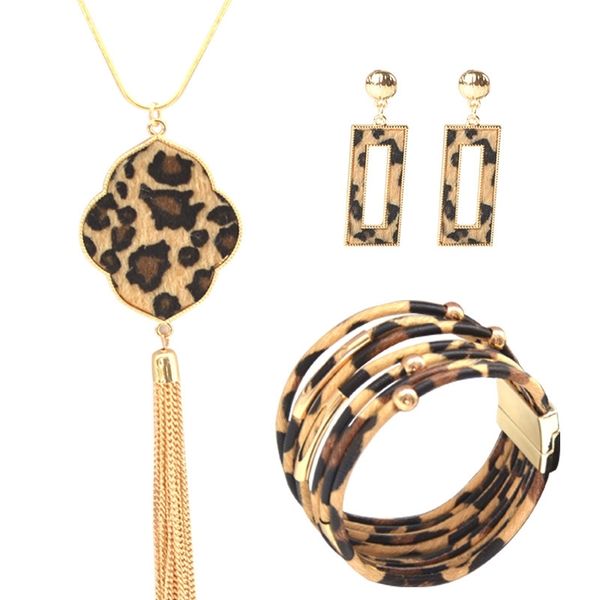 new bracelet jewelry set leopard magnet clasp bracelet necklace three piece sweater chain, Black
new bracelet jewelry set leopard magnet clasp bracelet necklace three piece sweater chain, Black