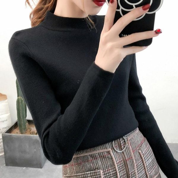 women's sweaters 2021 autumn winter women sweater pullovers knitwear solid half turtleneck long sleeve slim fit elasticity, White;black
women's sweaters 2021 autumn winter women sweater pullovers knitwear solid half turtleneck long sleeve slim fit elasticity, White;black