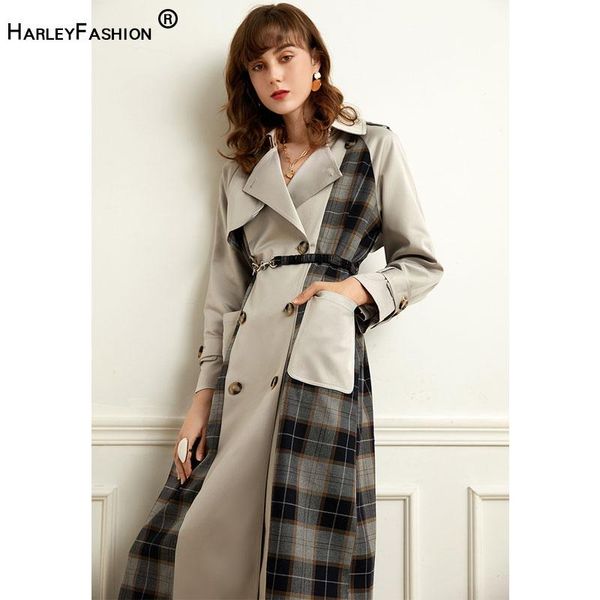 women's trench coats harleyfashion temperament casual patchwork plaid overcoat women winter long sleeve double breasted with belt loose, Tan;black
women's trench coats harleyfashion temperament casual patchwork plaid overcoat women winter long sleeve double breasted with belt loose, Tan;black