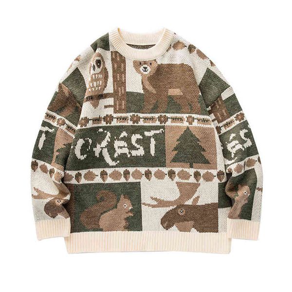 women's sweaters christmas jumper korean khaki knitted sweater bear pattern block long sleeve oversized couples casual pullovers 841r, White;black
women's sweaters christmas jumper korean khaki knitted sweater bear pattern block long sleeve oversized couples casual pullovers 841r, White;black