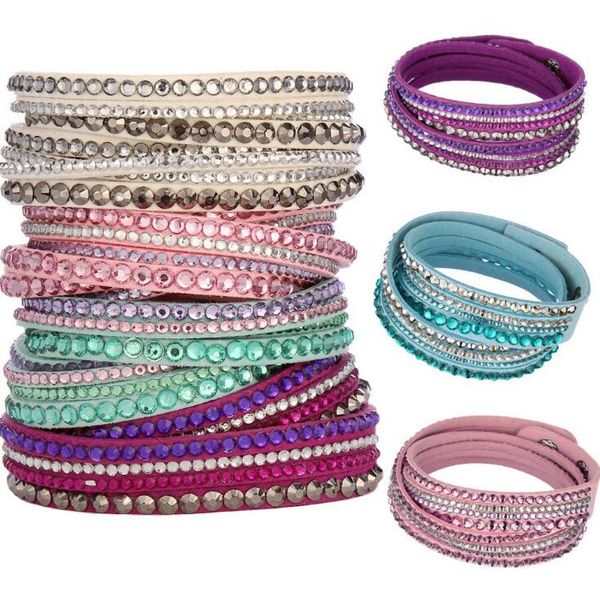 2017 new fashion multilayer wrap bracelets slake deluxe leather charm bangles with sparkling crystal women sandy beach fine jewelry gift, Black
2017 new fashion multilayer wrap bracelets slake deluxe leather charm bangles with sparkling crystal women sandy beach fine jewelry gift, Black