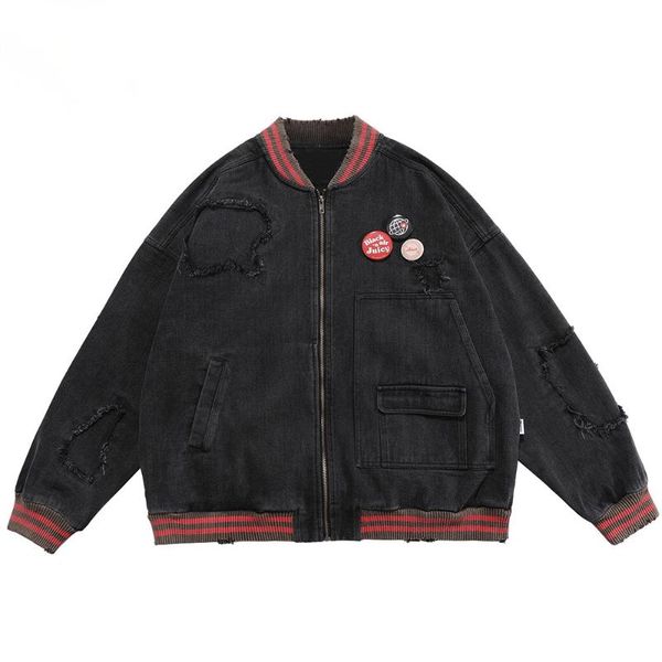 men's jackets denim jacket tearing distressed cowboy coats zipper oversized retro high street hipster streetwear springdrop, Black;brown
men's jackets denim jacket tearing distressed cowboy coats zipper oversized retro high street hipster streetwear springdrop, Black;brown
