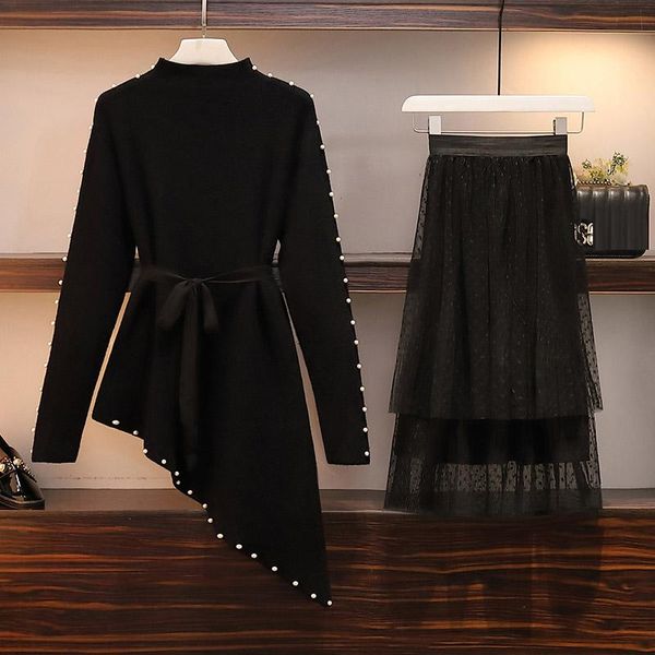casual dresses xl-4xl sweater mesh dress large size women korean big winter two-piece set black long plus clothing 2021, Black;gray
casual dresses xl-4xl sweater mesh dress large size women korean big winter two-piece set black long plus clothing 2021, Black;gray
