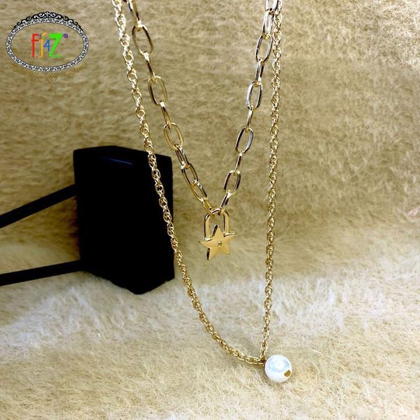 pendant necklaces f.j4z 2021 necklace for women double chain star simulated pearl choker lady statement jewelry, Silver
pendant necklaces f.j4z 2021 necklace for women double chain star simulated pearl choker lady statement jewelry, Silver