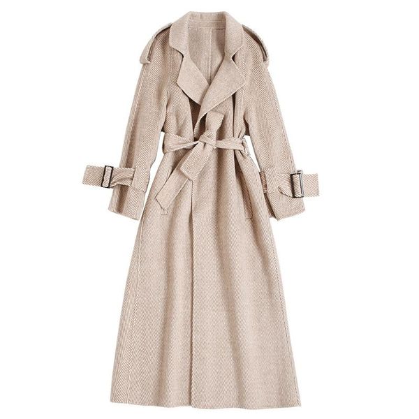 women's wool & blends camel 100% woolen coat long autumn winter vintage belt jacket elegant thicken pocket female overcoat, Black
women's wool & blends camel 100% woolen coat long autumn winter vintage belt jacket elegant thicken pocket female overcoat, Black