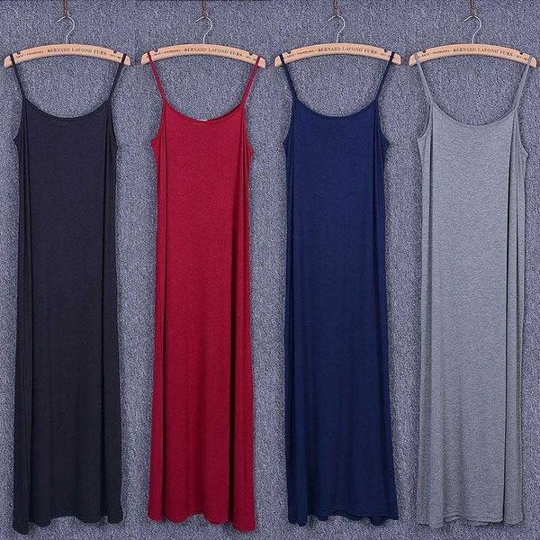 women summer long dress o-neck sleeveless modal 4 colors casual home gown ankle-length black spaghetti strap lady dresses 210625, Black;gray
women summer long dress o-neck sleeveless modal 4 colors casual home gown ankle-length black spaghetti strap lady dresses 210625, Black;gray