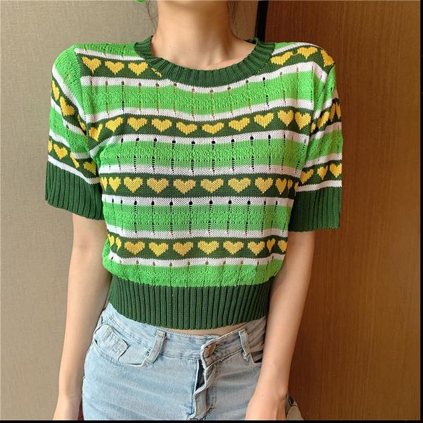 women sweater striped short sleeve green sweaters shirts o neck cropped thin hollow out pullover crop for female, White;black
women sweater striped short sleeve green sweaters shirts o neck cropped thin hollow out pullover crop for female, White;black