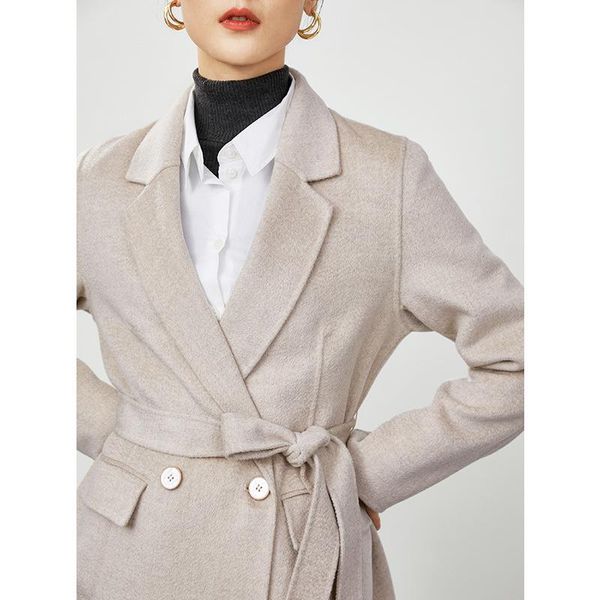 women's wool & blends water ripple woolen coat female short suit lace up 2021 autumn and winter double-sided cashmere, Black
women's wool & blends water ripple woolen coat female short suit lace up 2021 autumn and winter double-sided cashmere, Black