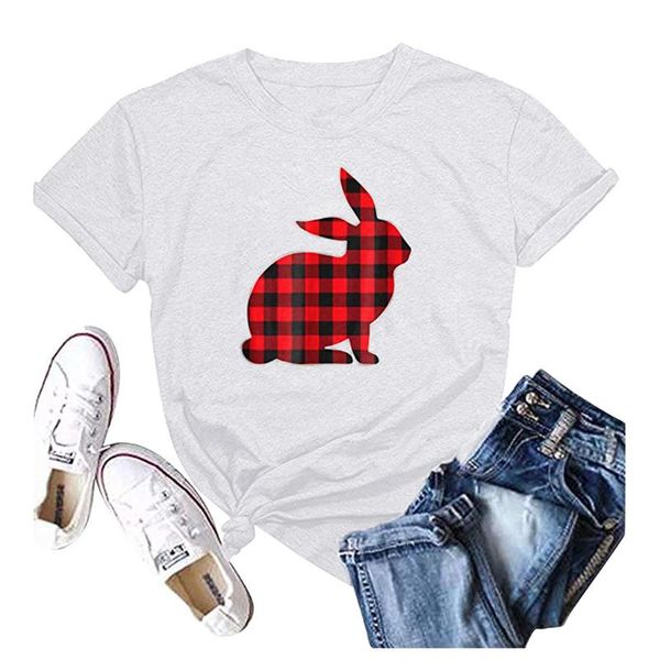 women's t-shirt clothing ladies easter women plus size summer lattice print round neck short sleeved camiseta mujer, White
women's t-shirt clothing ladies easter women plus size summer lattice print round neck short sleeved camiseta mujer, White