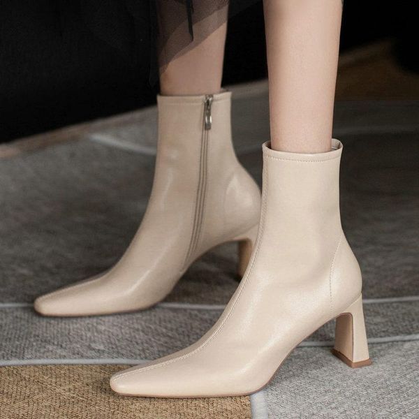 boots fashion square toe stretch spring autumn leather women high heel ankle zipper shoes black beige brown
boots fashion square toe stretch spring autumn leather women high heel ankle zipper shoes black beige brown