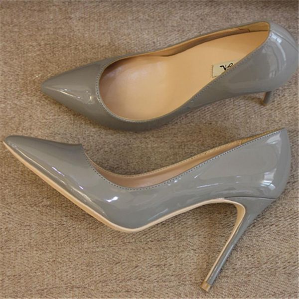 fashion women grey patent leather poined toe stiletto high heel pump high-heeled shoes wedding dress, Black
fashion women grey patent leather poined toe stiletto high heel pump high-heeled shoes wedding dress, Black