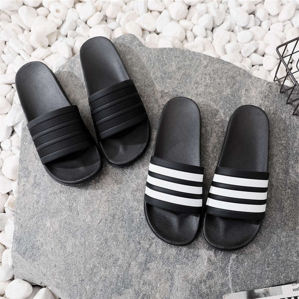 

Casual shoes Summer three bars Korean couple casual flip flops student trend men's beach shoes, Black and white - herringbone band