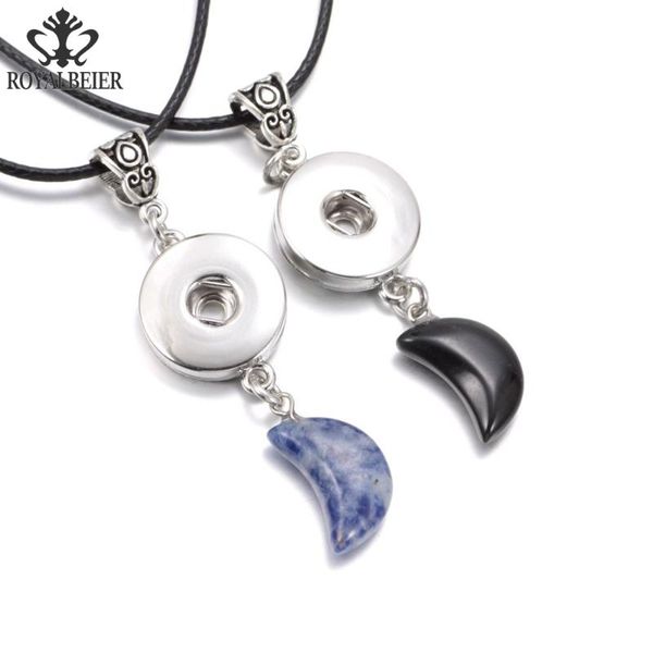 royalbeier moontone pendant snap jewelry necklace leather rope stainless steel necklaces diy for women gift, Silver 
royalbeier moontone pendant snap jewelry necklace leather rope stainless steel necklaces diy for women gift, Silver