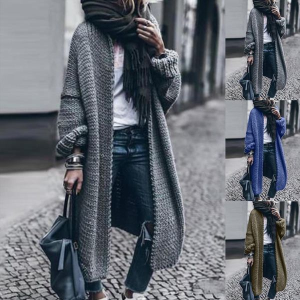 women winter long sleeve womens sweater knitted open front cardigan mid length coat, White;black
women winter long sleeve womens sweater knitted open front cardigan mid length coat, White;black