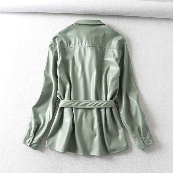 women's blouses & shirts autumn winter temperament business women fashion pu leather jacket elegant long sleeve with belt female pr0k, White
women's blouses & shirts autumn winter temperament business women fashion pu leather jacket elegant long sleeve with belt female pr0k, White