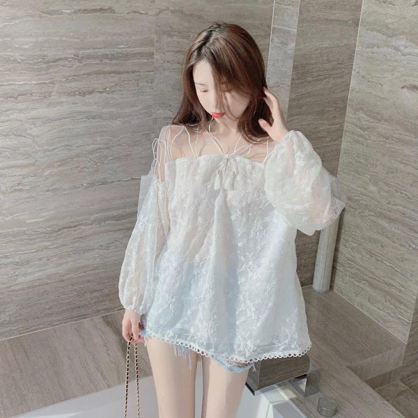 women's blouses & shirts off shoulder lantern sleeve blouse chiffon korean style fashion brand women clothing slash neck fall tie, White
women's blouses & shirts off shoulder lantern sleeve blouse chiffon korean style fashion brand women clothing slash neck fall tie, White
