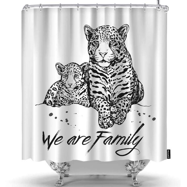 leopard shower curtain leopard mother with cub saying we are family white and black shower curtains home decorative waterproof
leopard shower curtain leopard mother with cub saying we are family white and black shower curtains home decorative waterproof