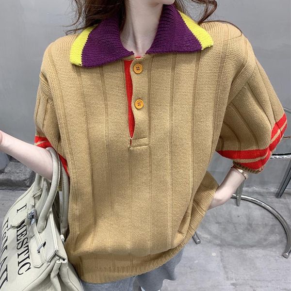 women's sweaters sweater autumn thin short-sleeved loose lapel pullover and solid color bottoming shirt, White;black
women's sweaters sweater autumn thin short-sleeved loose lapel pullover and solid color bottoming shirt, White;black