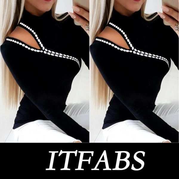 women's t-shirt fashion casual women cotton black long sleeve turtleneck hollow cut shoulder tee high neck t-shirts jumper pullover top, White
women's t-shirt fashion casual women cotton black long sleeve turtleneck hollow cut shoulder tee high neck t-shirts jumper pullover top, White