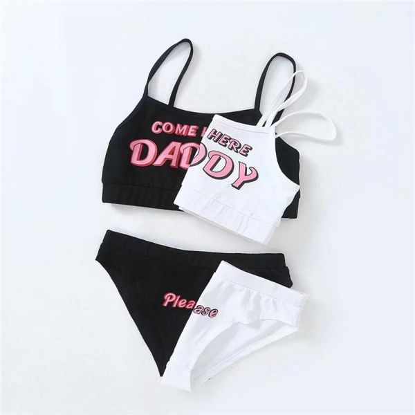 women's swimwear summer two piece set bikini suit letter print tank sleeveless harajuku kawaii cropped feminino 2021, White;black
women's swimwear summer two piece set bikini suit letter print tank sleeveless harajuku kawaii cropped feminino 2021, White;black