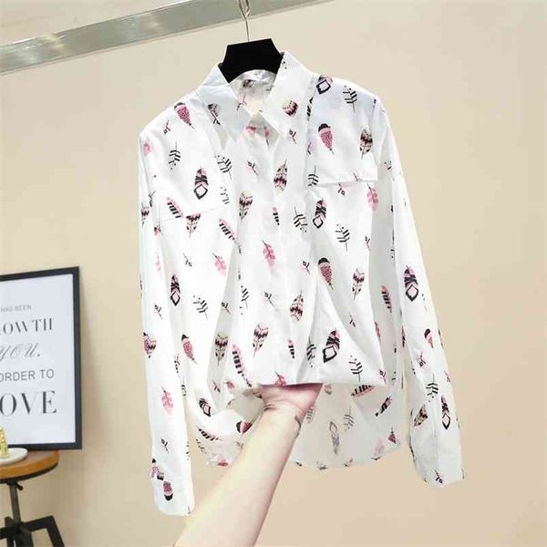 women's spring autumn blouse korean style retro feather print long-sleeved shirt loose and thin chiffon female ll316 210506, White
women's spring autumn blouse korean style retro feather print long-sleeved shirt loose and thin chiffon female ll316 210506, White