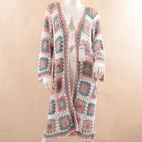 women colorful long cardigan dress coats elastic crochet beach hollow party women's swimwear, White;black
women colorful long cardigan dress coats elastic crochet beach hollow party women's swimwear, White;black