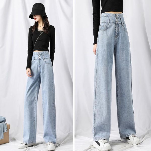women's jeans denim wide leg pants 2021 spring high waist drop loose casual back splicing straight boyfriend, Blue
women's jeans denim wide leg pants 2021 spring high waist drop loose casual back splicing straight boyfriend, Blue