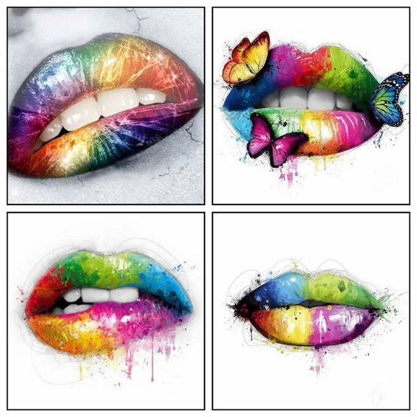 diamond painting huacan 5d lip kits embroidery portrait diy mosaic decor for home arrival