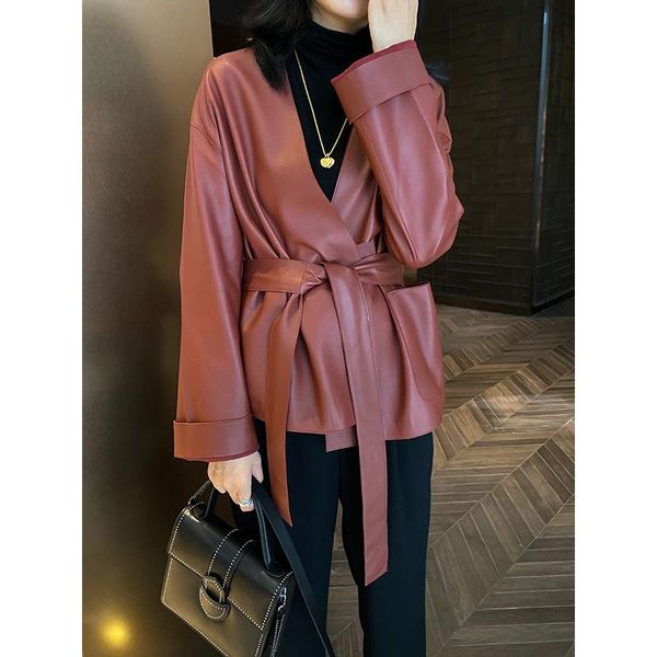 women's leather & faux autumn / winter 2021 jacket short coat sheepskin fashion thin motorcycle woman, Black
women's leather & faux autumn / winter 2021 jacket short coat sheepskin fashion thin motorcycle woman, Black
