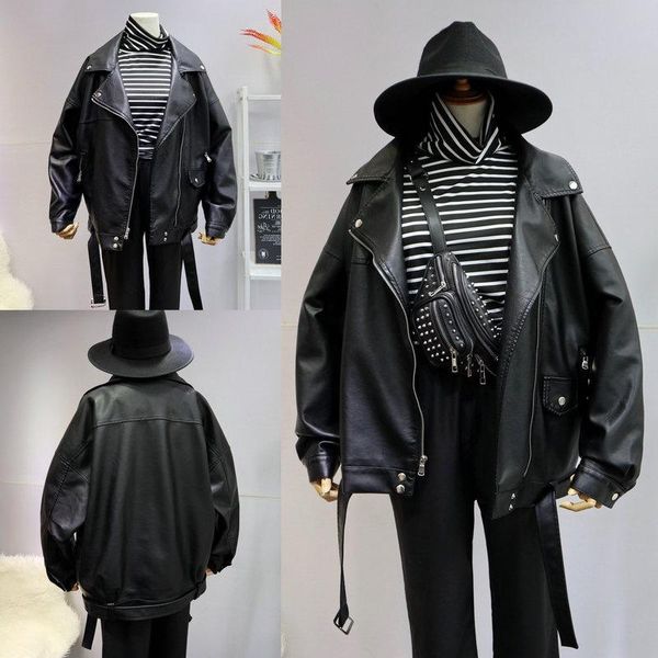 women's leather & faux women jacket coat nice autumn femme black pu loose turn-down collar zipper wild solid
women's leather & faux women jacket coat nice autumn femme black pu loose turn-down collar zipper wild solid