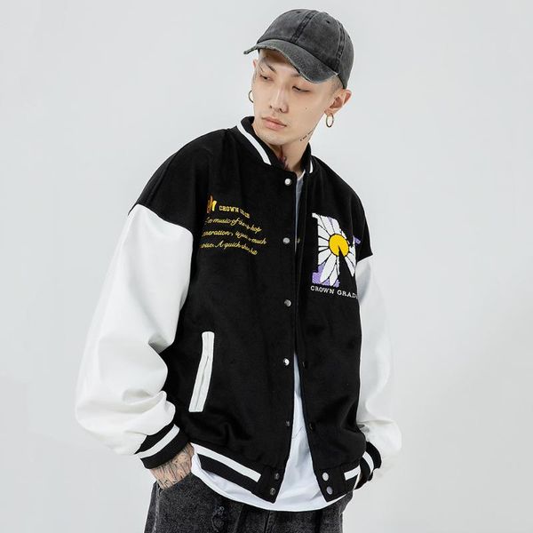 men's jackets furry big letter daisy flowers patch leather patchwork baseball jacket men autumn college style bomber coat, Black;brown
men's jackets furry big letter daisy flowers patch leather patchwork baseball jacket men autumn college style bomber coat, Black;brown