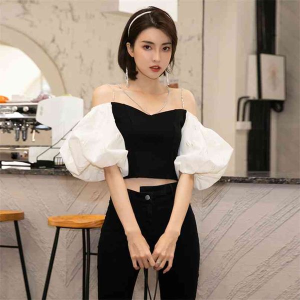 hit color patchwork diamond chain shirts for women square collar puff short sleeve casual slim blouses female summer fashion 210531, White
hit color patchwork diamond chain shirts for women square collar puff short sleeve casual slim blouses female summer fashion 210531, White