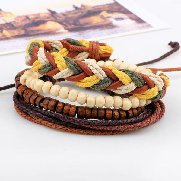 charm bracelets 4pcs/set handmade boho hippie brown yellow green beige rope cord wood bead stacked wrap layers for man, Golden;silver
charm bracelets 4pcs/set handmade boho hippie brown yellow green beige rope cord wood bead stacked wrap layers for man, Golden;silver