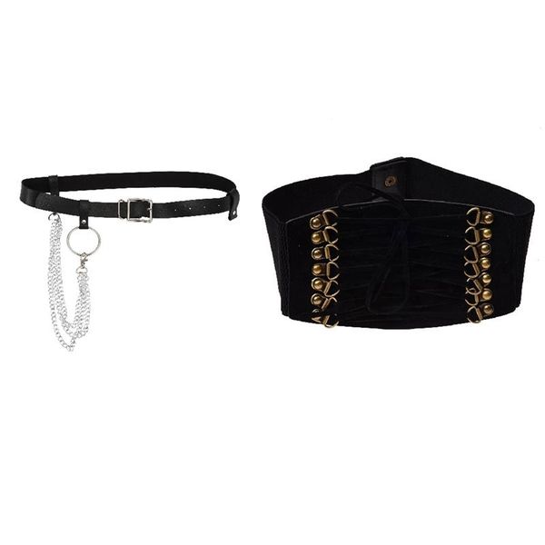 belts 2pcs women's rivet elastic buckle wide waist belt with women pu leather harness body, Black;brown
belts 2pcs women's rivet elastic buckle wide waist belt with women pu leather harness body, Black;brown