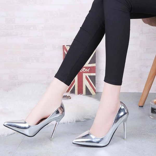 dress shoes women pumps pointed toe high heels 7-10cm silver patent leather wedding nightclub ladies zapatos, Black
dress shoes women pumps pointed toe high heels 7-10cm silver patent leather wedding nightclub ladies zapatos, Black