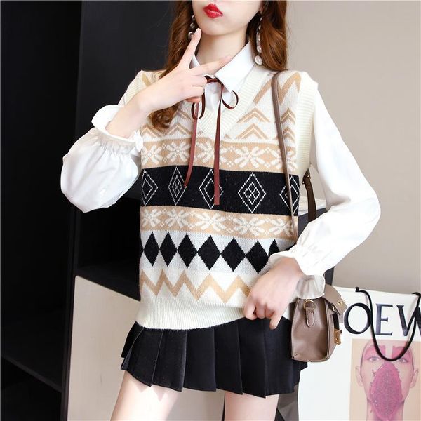 women's knits & tees shirt knitted sleeveless spring and autumn v-neck vest outside 2021 loose wear the tank top, White
women's knits & tees shirt knitted sleeveless spring and autumn v-neck vest outside 2021 loose wear the tank top, White