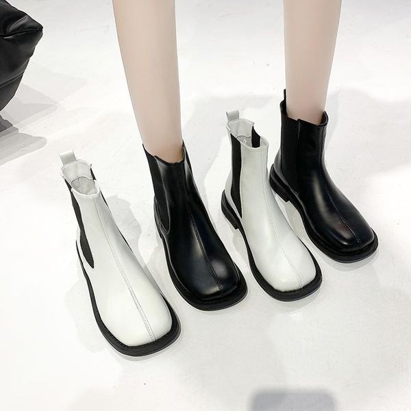 boots online celebrity with chimney women's autumn and winter round head middle heel cowhide stitching elastic s, Black
boots online celebrity with chimney women's autumn and winter round head middle heel cowhide stitching elastic s, Black