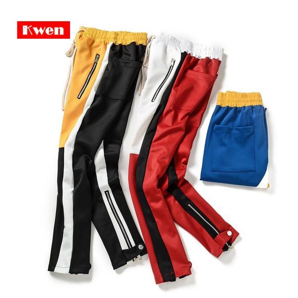 street tide tight men sweatpant slim fit color patchwork hip hop side striped jogger pant streetwear casual zipper men's pants, Black
street tide tight men sweatpant slim fit color patchwork hip hop side striped jogger pant streetwear casual zipper men's pants, Black