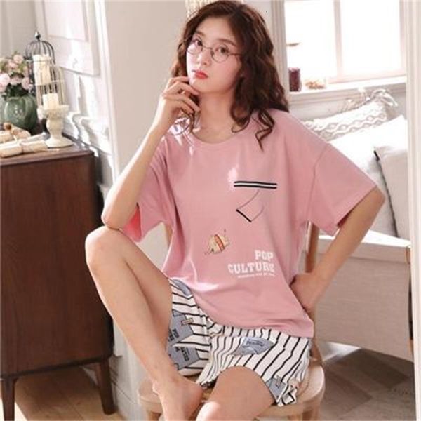 women's sleepwear pajamas women summer cotton short-sleeved shorts set ins cute sweet student two-piece suit loose 3xl pyjamas sets pij, Black;red
women's sleepwear pajamas women summer cotton short-sleeved shorts set ins cute sweet student two-piece suit loose 3xl pyjamas sets pij, Black;red