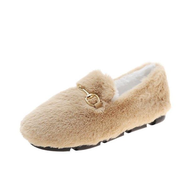 boots fur loafers ladies winter warm shoeballerinas shoes for women flat loafer woman flats, Black