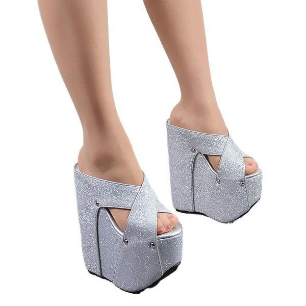 glitter sequins 19cm hate sky high spring and summer muffin platform super heels sandals slippers women's shoes, Black
glitter sequins 19cm hate sky high spring and summer muffin platform super heels sandals slippers women's shoes, Black