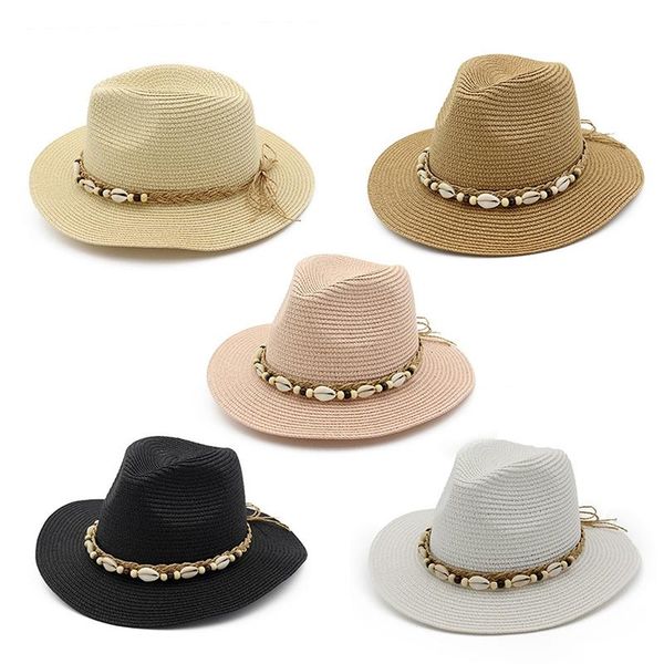 pinksee fashion england style wide brim straw hat with natural shell conch beads sun visor caps summer beach hats, Blue;gray
pinksee fashion england style wide brim straw hat with natural shell conch beads sun visor caps summer beach hats, Blue;gray