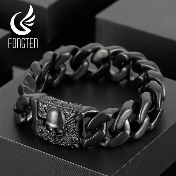 link, chain fongten men black gothic style skull pattern darkness jewelry carving shiny design fashion traditional punk bracelet
link, chain fongten men black gothic style skull pattern darkness jewelry carving shiny design fashion traditional punk bracelet