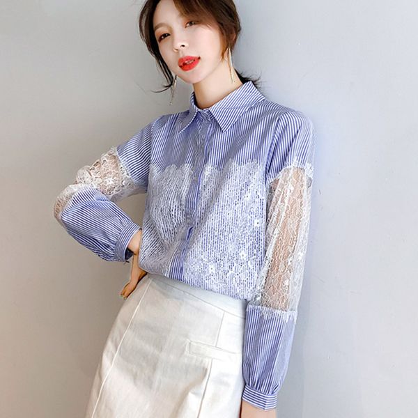 korean women shirts chiffon blouses long sleeve woman lace hollow out blouse plus size 210427, White
korean women shirts chiffon blouses long sleeve woman lace hollow out blouse plus size 210427, White