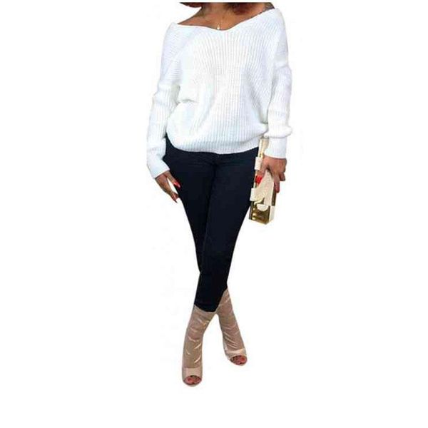 women's sweaters cross v neck sweater causal loose backless pull femme women long sleeve jumpers autumn winter knitted pullovers, White;black
women's sweaters cross v neck sweater causal loose backless pull femme women long sleeve jumpers autumn winter knitted pullovers, White;black