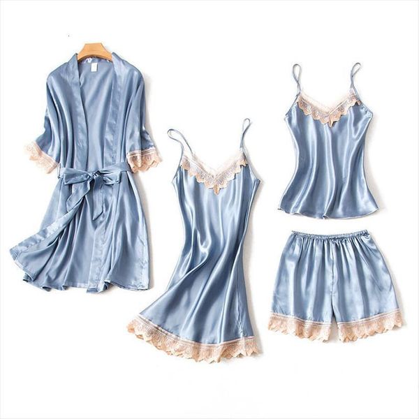 pajamas set 4 pcs womens sleepwears lace nightgown silk bathrobe elegant pijama robe sets home clothes summer, Black;red
pajamas set 4 pcs womens sleepwears lace nightgown silk bathrobe elegant pijama robe sets home clothes summer, Black;red
