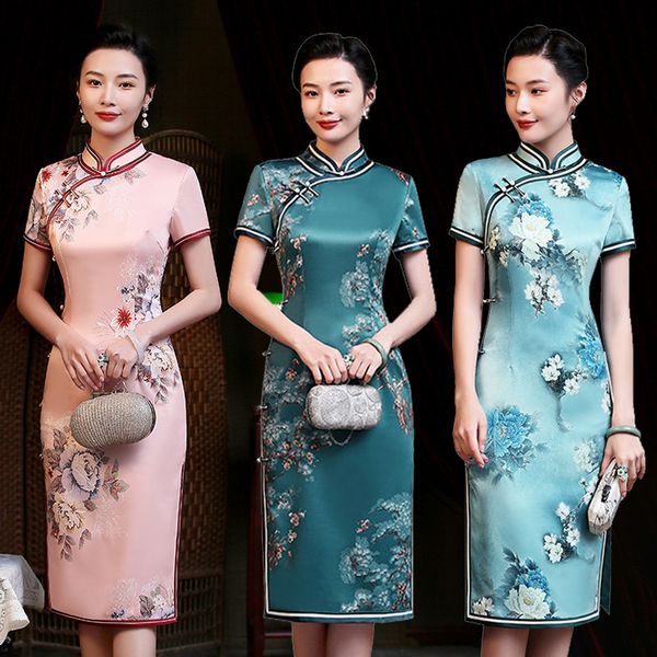 luxury casual dresses cheongsam 2021 summer silk chine style thin daily improved cheongsam medium length drs, Black;gray
luxury casual dresses cheongsam 2021 summer silk chine style thin daily improved cheongsam medium length drs, Black;gray
