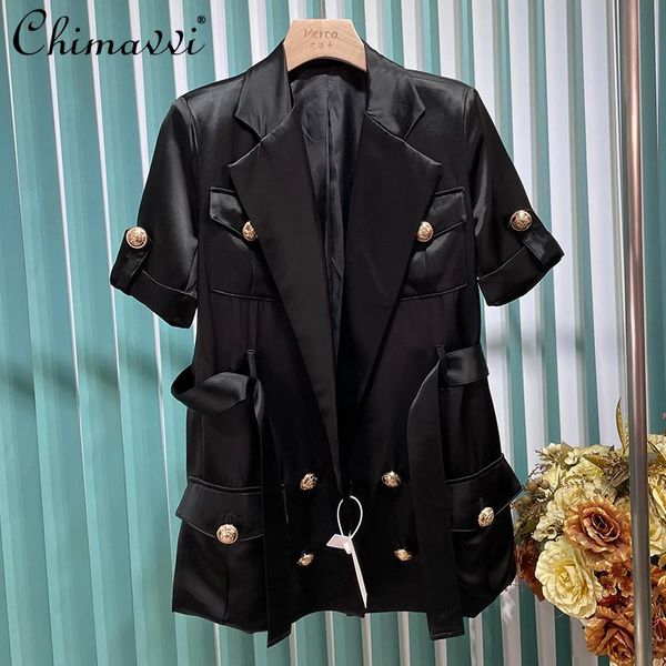 women's suits & blazers women's clothing 2021 autumn french design satin blazer suit feminine fashion short sleeve thin high-end bl, White;black
women's suits & blazers women's clothing 2021 autumn french design satin blazer suit feminine fashion short sleeve thin high-end bl, White;black